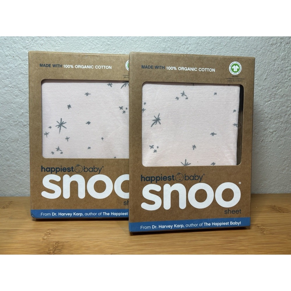 Snoo NEW Organic Cotton Smart Sleeper Fitted Sheet Pink Stars- Set/2